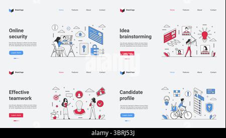 Online security is crucial for brainstorming. Teamwork is essential for creating candidate profiles and digital designs. Web templates enhance user experience, strengthening branding and innovation Stock Vector