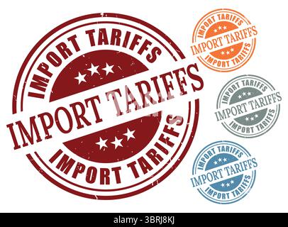 A Customs Duty Stamp Set, Import Tariff Grunge Label Vector Collection Stock Vector