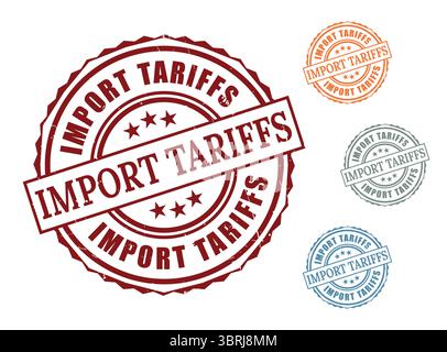 A International Customs Stamps, Grunge Rubber Import Duty Vector Labels Stock Vector