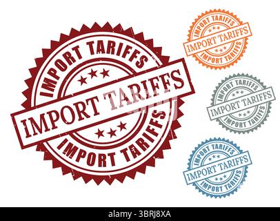 A Import Fees Approved Stamp Collection, Grunge Rubber Customs Label Set Stock Vector