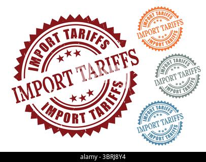A Tariff and Duty Stamp Icons, Import Regulation Grunge Vector Pack Stock Vector