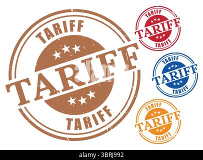 A Customs Duty Stamp Set, Grunge Style Tariff Label Vector Collection Stock Vector