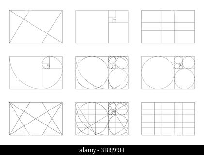 Golden ratio template. Method golden section. Harmony proportions ...