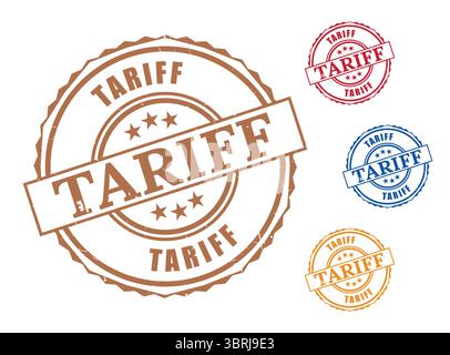 A Duty Tax Approved Stamp Collection, Grunge Rubber Trade Tariff Icons Stock Vector
