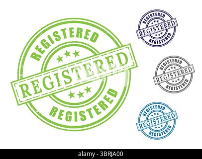 A Document Registered Label Set, Grunge Rubber Stamp Vector Collection Stock Vector