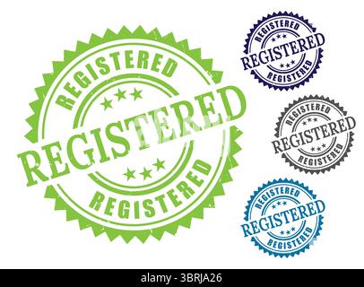 A Registered Seal Stamp Bundle, Grunge Style Official Registration Icons Stock Vector