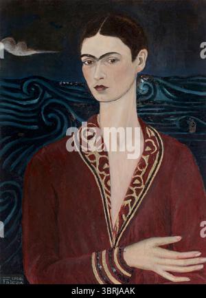 Self-portrait wearing a velvet dress (1926) by Frida Kahlo (1907-1954), oil on canvas, cm. 78x61, Museo Frida Kahlo, Mexico City, Mexico. Stock Photo