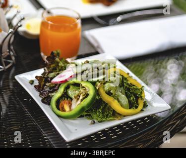 Full American Breakfast Huge healthy breakfast spread on a table with coffee Breakfast served with coffee English breakfast fried egg croissants Stock Photo