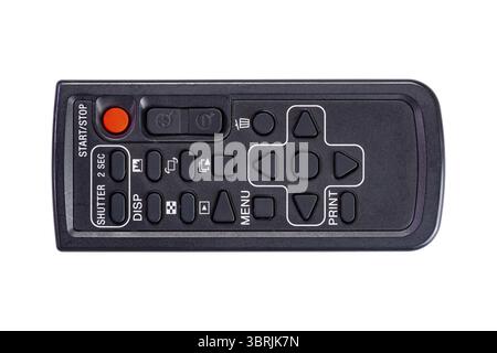 Top view, flat lay single wireless DSLR camera remote control isolated on white background with clipping path Stock Photo