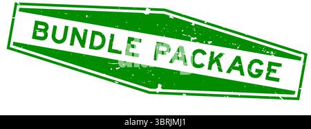 Grunge green bundle package word hexagon rubber seal stamp on white background Stock Vector
