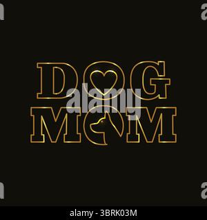 Golden dog mom logo. Dog mom vector art. Heart dog silhouette. Pet lover graphic art. Stylish pet logo. Dog mom design image. Animal theme vector. Stock Vector