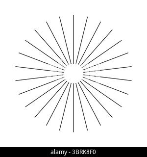 Radial circle lines. Circular lines element. Symbol of Sun star rays. Spoke with radiating stripes. Abstract illusion geometric shape. Starburst Stock Vector