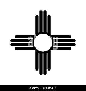 Zia symbol isolated on a white background. Ancient native Americans silhouette sign icon. New Mexico state logo mockup.  Stock Vector