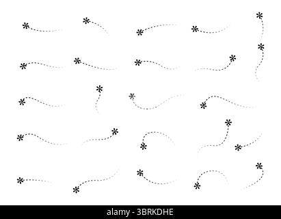 Set of Doodles Art of Scissor Cutting Lines - Different Shapes of Arrow Designs with Dotted Lines Stock Vector