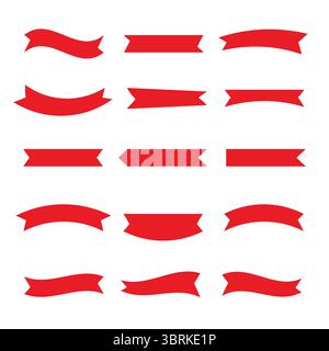 Set of Red Ribbon Design - Red Scroller Design Stock Vector