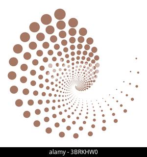 Circle mocha mousse dots isolated on white background. Geometric minimalist art. Optical illusion backdrop. Trendy design element for frame, logo Stock Vector