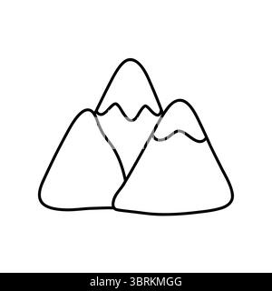 Three mountain peaks in minimalist line art style. Clean vector illustration for eco design, logos, hiking themes, outdoor adventure, and modern Stock Vector