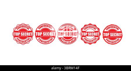Set of Top Secret Confidential Badges for Classified Use Stock Vector