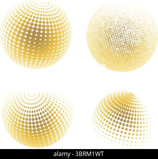 Contemporary set of halftone rounded 3d figures. Stock Vector