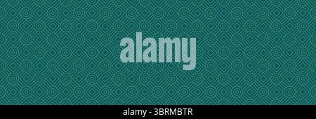 horizontal seamless of peach circle and square pattern on dark green for design and background. Stock Vector