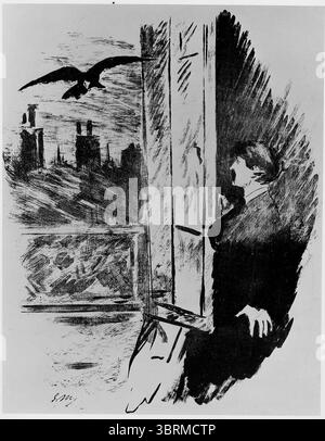 Open Here I Flung the Shutter. Illustration to The Raven by Edgar Allan ...