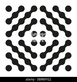 Metaball seamless pattern. Connected dots sign. Integration abstract symbol. Circles minimalist pattern. Point movement icon. Connected blobs sticker Stock Vector