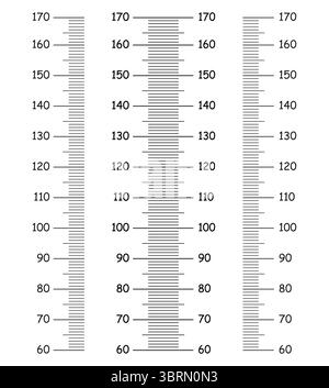 Height charts from 60 to 170 centimeters set. Templates for wall growth sticker. Meter wall or growth ruler mockup.  Stock Vector