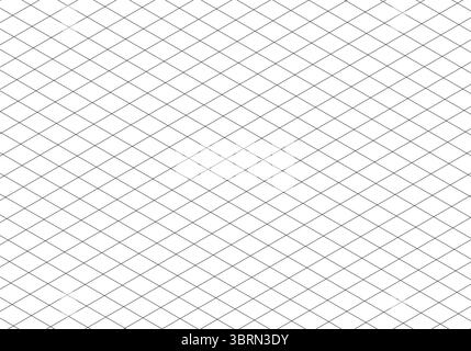 Isometric grid line guide pattern. 3d perspective paper background. Notebook sheet blank. Typography template for making notebooks production, for Stock Vector