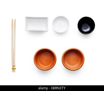 Isolated sushi tablewear at white background, top view Stock Photo