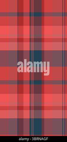Tattersall pattern check texture, lovely textile vector plaid. Multicolor seamless fabric tartan background in red and cyan colors palette. Stock Vector