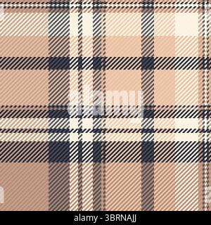 Classic tartan pattern with neutral hues. Cozy, timeless design ideal for backgrounds, fabrics, or digital paper. Adds a touch of vintage elegance. Stock Vector