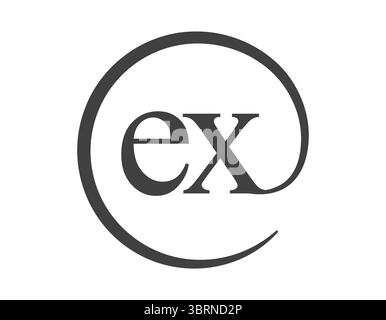 EX logo from two letter with circle shape email sign style. E and X round logotype of business company for brand identity. Stock Vector