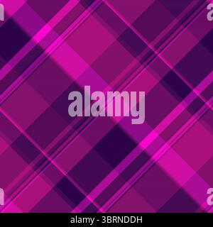 Vibrant background vector textile, linear check fabric tartan. Picnic pattern seamless plaid texture in pink and purple colors palette. Stock Vector