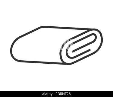 Minimalist line art illustration of folded fabric, towel or cloth. Concept for textile industry, home decor, hygiene, or cleaning services. Use in gra Stock Vector