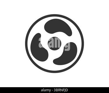 Abstract design. Minimalist graphic with circular shape and three curved forms. Great for logo, icon, or symbol use. Could represent flow, motion, or Stock Vector