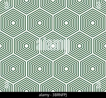 Abstract Mosaic Background. Dark green color on matching background. Stacked hexagons mosaic pattern. Large hexagons. Seamless pattern. Stock Vector