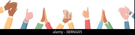 Diverse Group Hands Clapping Flat Stock Vector