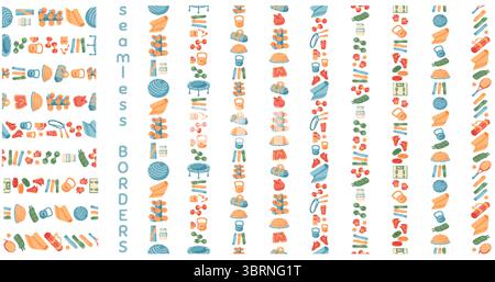 Colorful Seamless Border Of Equipment Pattern Stock Vector