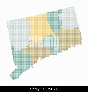Square dots pattern map of Connecticut. Dotted pixel map with flag ...