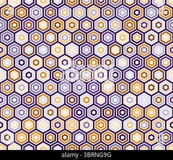 Abstract pattern of hexagon shapes. Plain hexagon frames. Hexagon pattern. Multiple tones color palette. Seamless pattern. Stock Vector