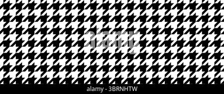 Houndstooth pattern. Repeated dogtooth background. Pied de poule textile motif. Plaid, scarf or cloth fabric print. Classic tweed design. Checkered duotone ornament. Vector graphic illustration. Stock Vector