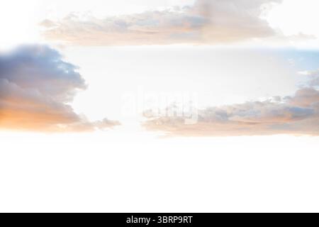 Cloud formations are showing diffuse pastel-colored bands on minimalistic sky, in flat design Stock Photo