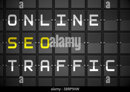 Seo buzzwords on black mechanical board Stock Photo