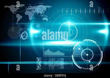 Blue technology interface with glow Stock Photo