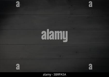 Flat design showing dark stained wooden planks with grain and knots across surface, copy space Stock Photo