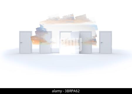 Abstract screen in room showing cloudy sky Stock Photo