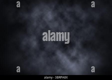 Swirling grey smoke cloud is drifting in dark featureless void as abstract flat design Stock Photo