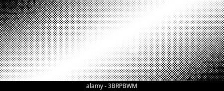 Grunge halftone gradient texture. Black pixel distress backdrop. Weathered grit noisy background. Damaged glitched print overlay. Fading gritty sandy wallpaper. Vector smudged halfton grange texture Stock Vector