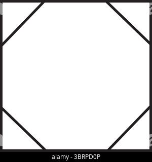 Minimalist Octagon Frame Geometric Shape Black and White Vector c Stock Vector