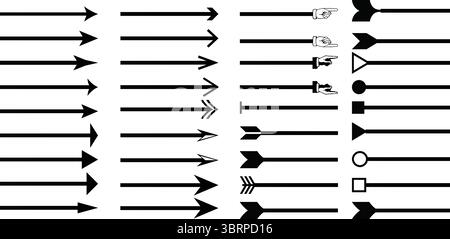 Black Arrow Vector Set with Various Styles and Directions, Icons and Symbols Collection Stock Vector